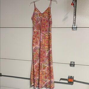 RESA LOS ANGELES MULTICOLOR SATIN SLIP MAXI DRESS MEDIUM